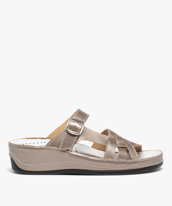 Mules femme confort compensées dessus cuir vue1 - GEMO (CONFORT) - GEMO