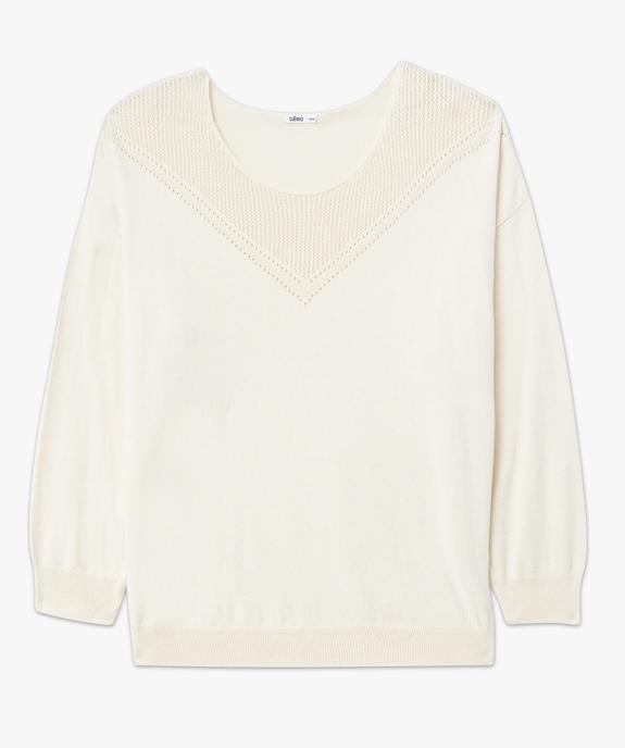 Pull en fine maille à encolure ajourée fantaisie femme grande taille vue4 - GEMO (G TAILLE) - GEMO