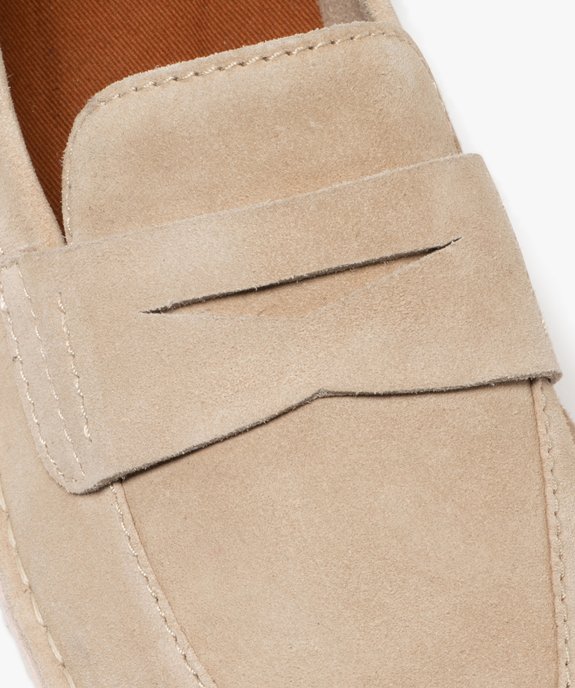 Mocassins homme unis dessus en cuir suédé style urbain - Taneo vue6 - TANEO - GEMO
