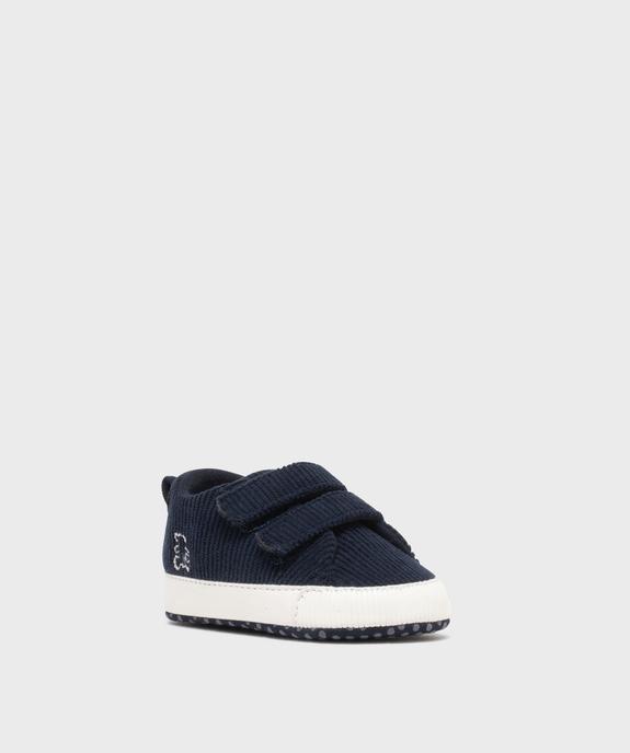 Chaussons de naissance en velours côtelé à scratch - LuluCastagnette vue2 - LULUCASTAGNETTE - GEMO