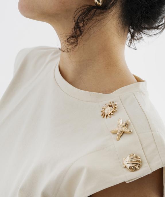 Tee-shirt sans manches avec boutons fantaisie sur l’épaule femme vue2 - GEMO 4G FEMME - GEMO