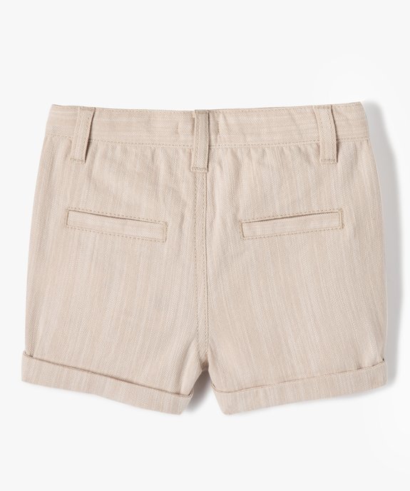 Bermuda bébé garçon en coton chiné vue3 - GEMO(BEBE DEBT) - GEMO