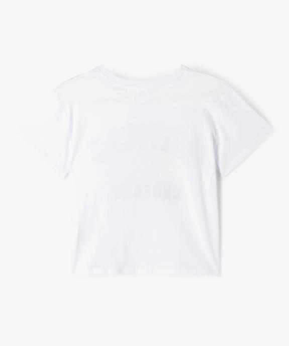 Tee-shirt fille large et court imprimé argenté - Animal Crossing vue4 - ANIMAL CROSSING - GEMO