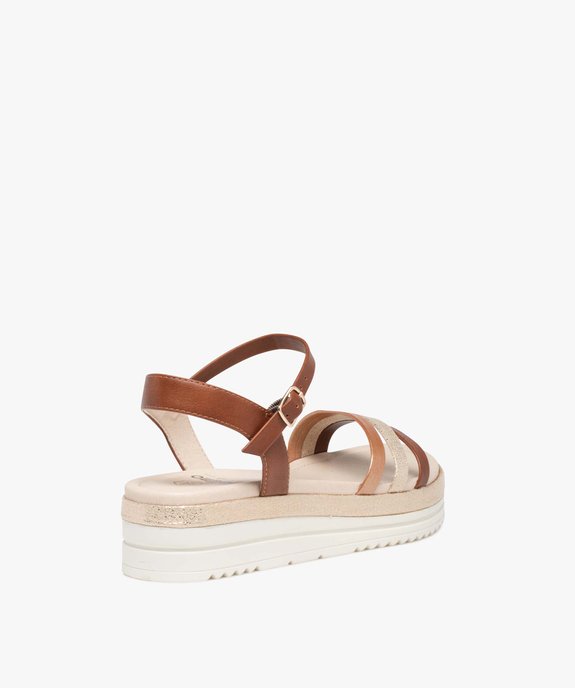 Sandales fille compensées à fines brides brillantes vue4 - GEMO (ENFANT) - GEMO