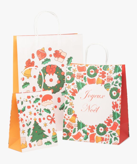 Sac cadeau de Noël en papier (lot de 3) vue1 - GEMO 4G FEMME - GEMO