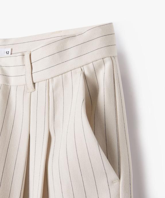 Pantalon large et souple à taille haute et fines rayures fille vue3 - GEMO (JUNIOR) - GEMO