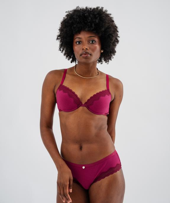 Shorty en maille côtelée avec dentelle femme - LuluCastagnette vue3 - LULUCASTAGNETTE - GEMO