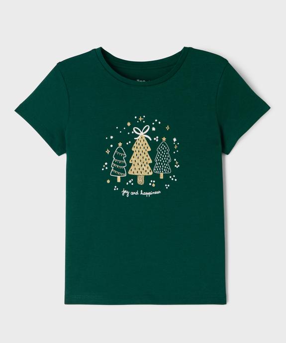 Tee-shirt manches courtes spécial Noël fille vue1 - GEMO 4G FILLE - GEMO