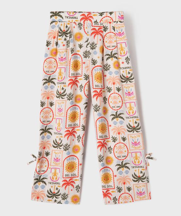 Pantalon fluide imprimé fille vue1 - GEMO 4G FILLE - GEMO