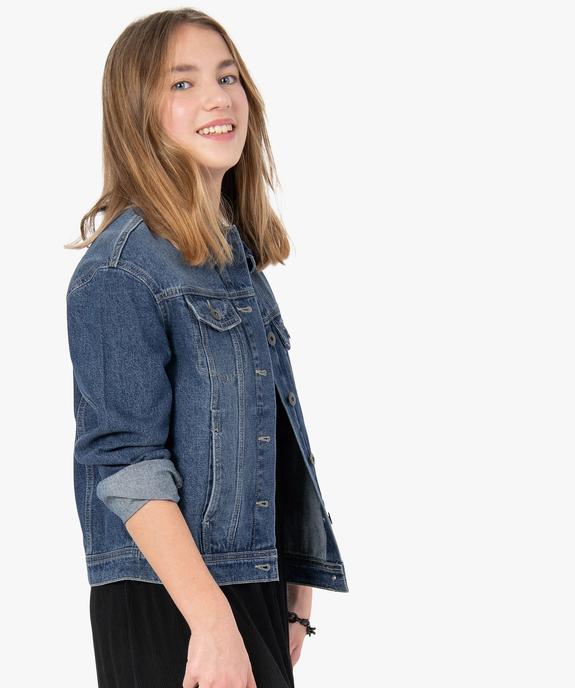 Veste fille en jean avec marques d'usures vue1 - GEMO (ENFANT) - GEMO