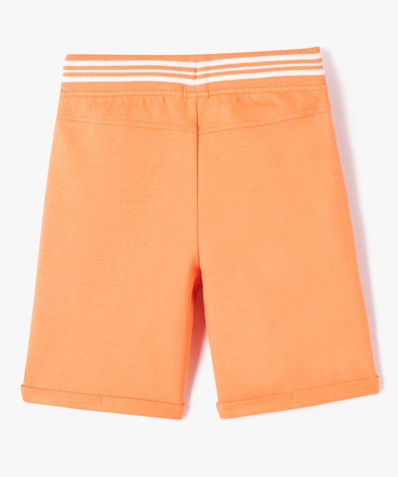 Bermuda en coton avec ceinture bord-côte garçon vue3 - GEMO (ENFANT) - GEMO