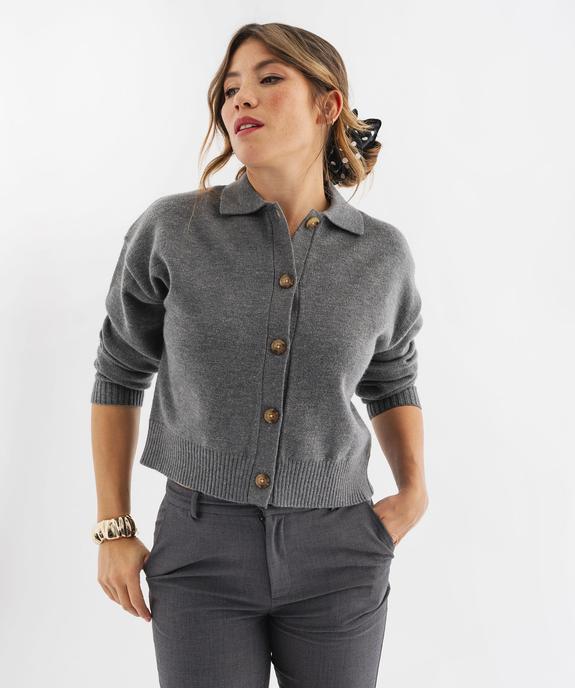 Gilet court à col polo femme vue1 - GEMO(FEMME PAP) - GEMO