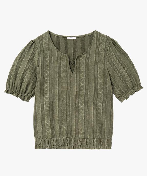 Tee-shirt manches courtes blousant à col fantaisie femme vue4 - GEMO(FEMME PAP) - GEMO