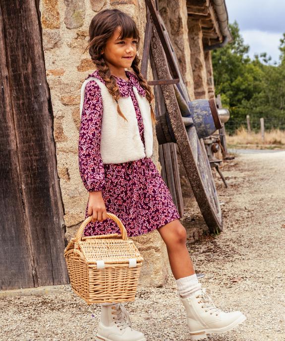 Robe à manches longues à motifs fleuris fille vue1 - GEMO 4G FILLE - GEMO