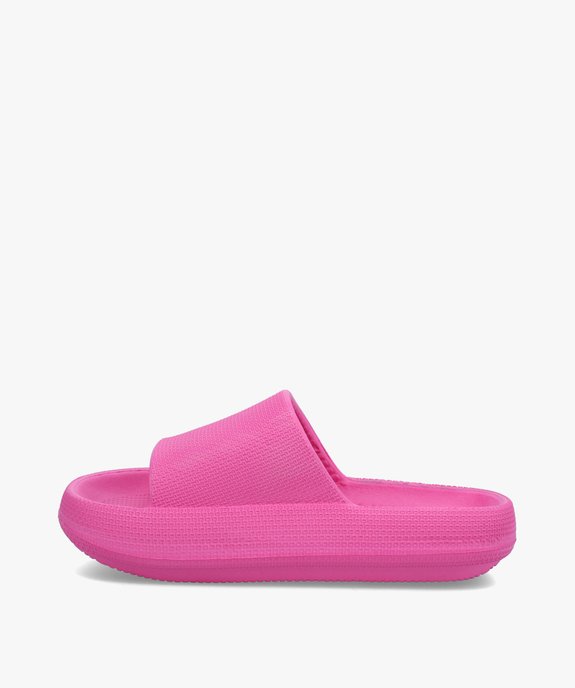 Mules de piscine femme unies à semelle plateforme vue3 - GEMO (PLAGE) - GEMO