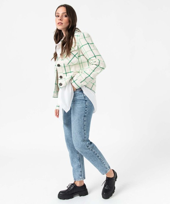 Blouson femme à carreaux avec larges poches poitrine vue5 - GEMO(FEMME PAP) - GEMO