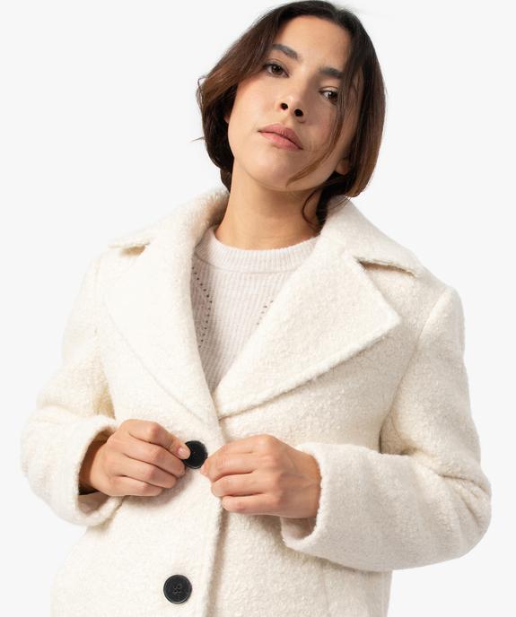 Manteau femme mi-long en matière bouclette à col tailleur vue2 - GEMO(FEMME PAP) - GEMO