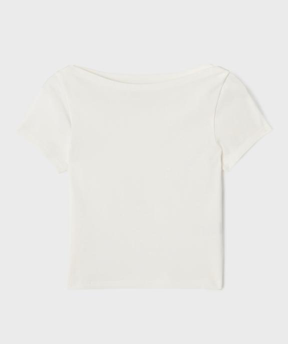 Tee-shirt manches courtes et col bateau coupe courte fille vue1 - GEMO 4G FILLE - GEMO