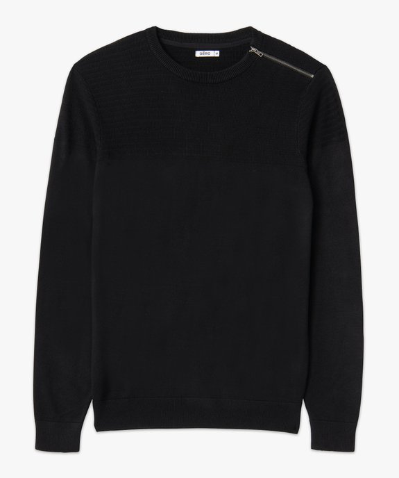 Pull homme à col rond avec zip sur l'épaule vue4 - GEMO (HOMME) - GEMO