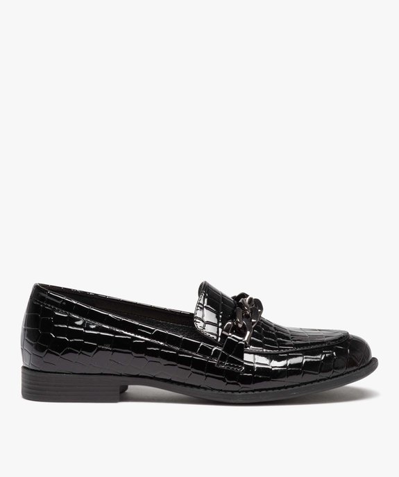 Mocassins femme vernies effet croco avec bride à chaîne  vue2 - FOLLOW ME - GEMO