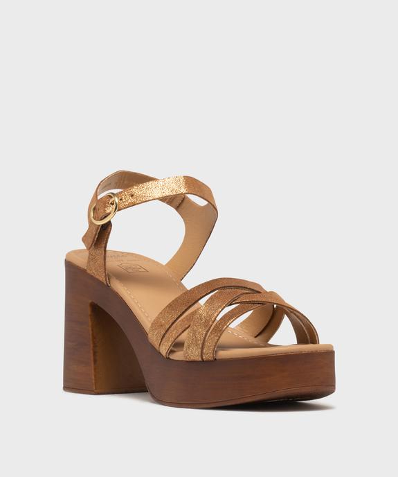 Sandales à talon et semelle plateforme en cuir femme vue2 - TANEO - GEMO