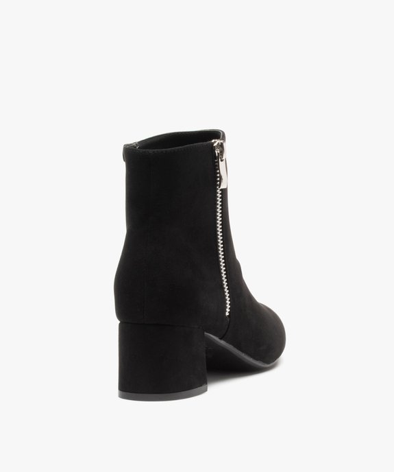 Boots femme à talon carré en suédine unie et zip décoratif vue4 - VALENTINA BALDA - GEMO