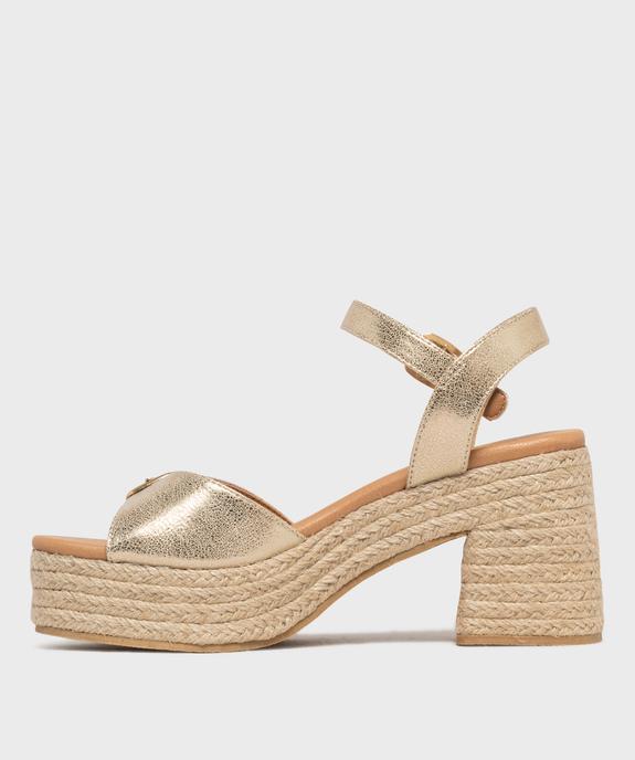 Sandales à talon et plateforme en corde femme vue3 - FOLLOW ME - GEMO