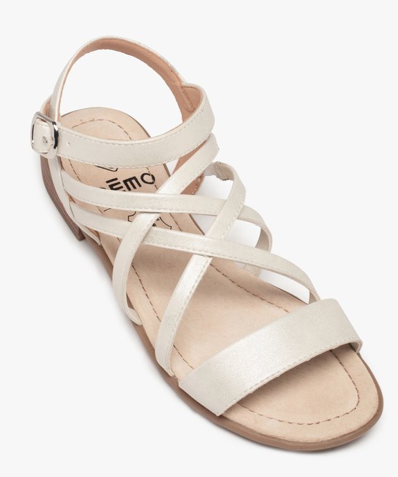 Nu-pieds femme à talon plat et fines brides unies Coupe spéciale pied large vue5 - GEMO (CASUAL) - GEMO