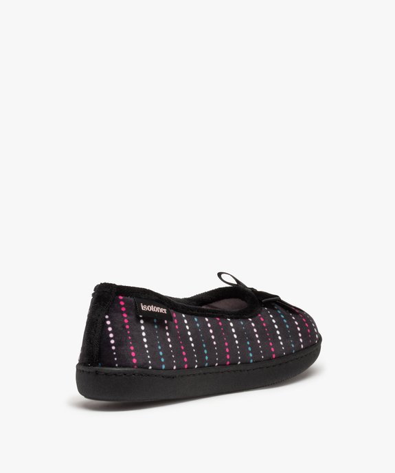 Chaussons femme ballerines en velours à pois - Isotoner vue4 - ISOTONER - GEMO