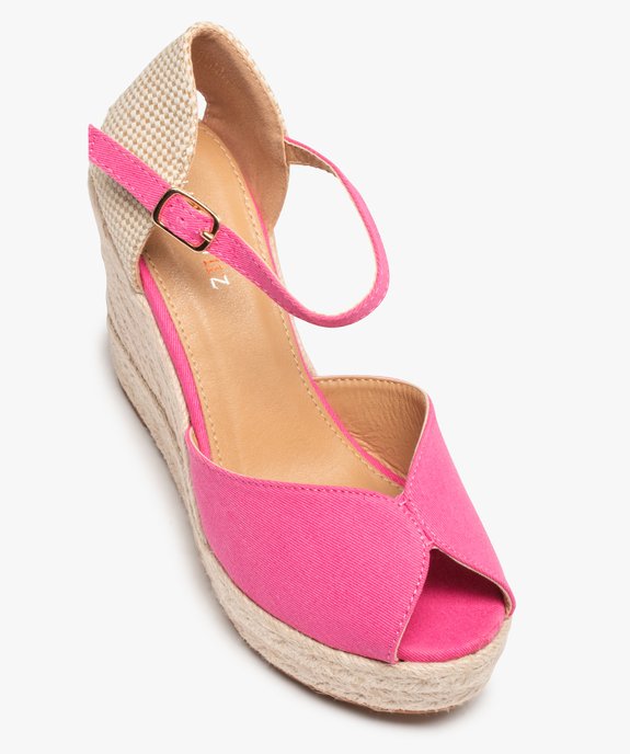 Sandales femme compensées en corde dessus satin uni vue5 - SANS MARQUE - GEMO