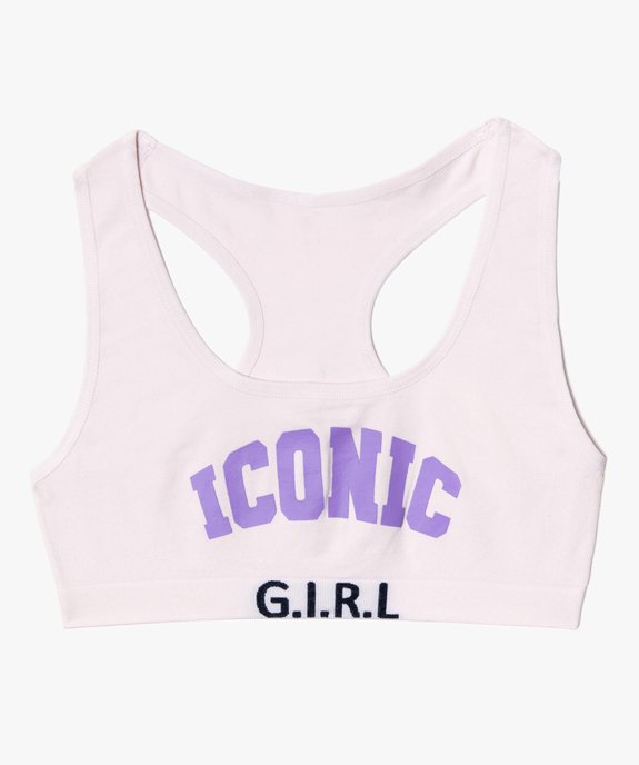 Brassière fille avec inscription girly vue1 - GEMO 4G FILLE - GEMO