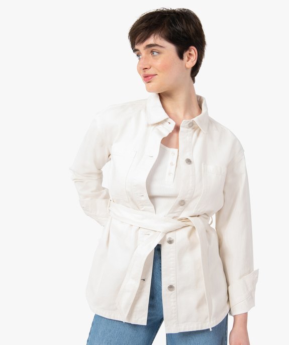 Veste femme forme chemise avec ceinture vue1 - GEMO(FEMME PAP) - GEMO