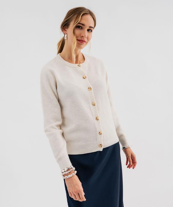 Gilet à col rond en maille fine femme vue2 - GEMO 4G FEMME - GEMO