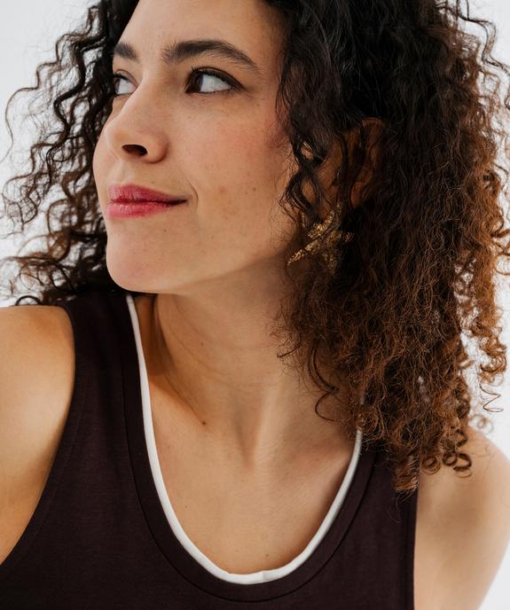 Débardeur en coton avec finitions contrastantes femme vue2 - GEMO 4G FEMME - GEMO