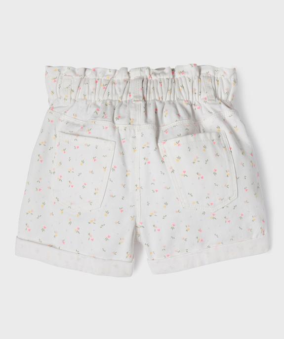 Short en toile de coton imprimée avec taille paperbag fille vue3 - GEMO (ENFANT) - GEMO