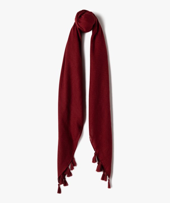 Foulard uni avec finitions pompons femme vue1 - GEMO 4G FEMME - GEMO