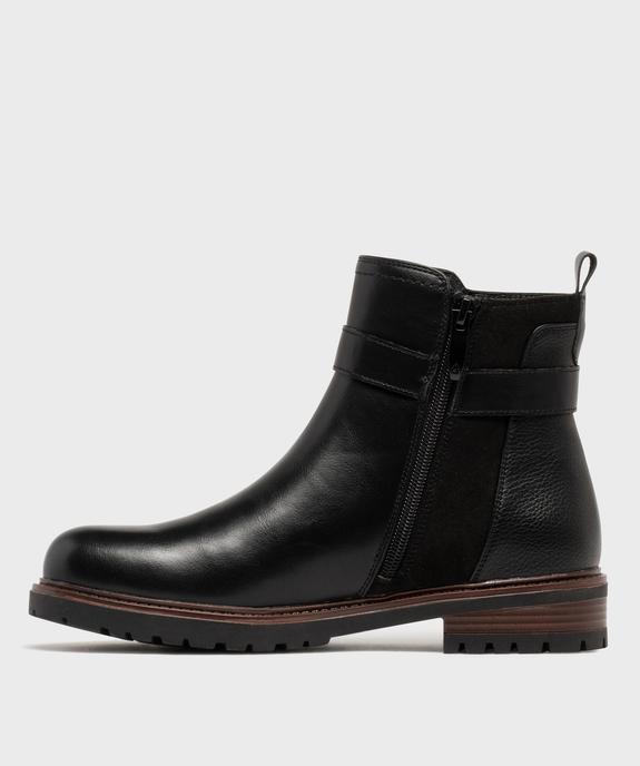 Boots femme à zip et détails suédés avec bride fantaisie  vue10 - GEMO (CASUAL) - GEMO