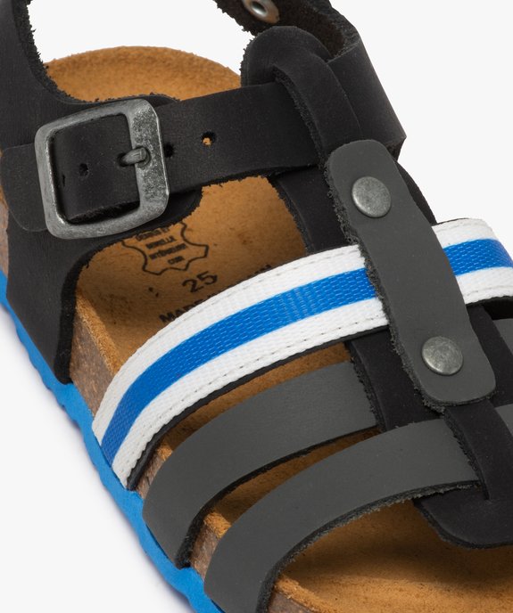 Sandales garçon à brides en cuir et semelle contrastée vue6 - GEMO (ENFANT) - GEMO