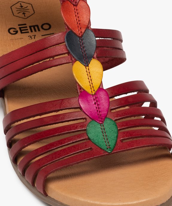 Sandales femme style spartiates montantes à fines brides en cuir vue6 - GEMO (CASUAL) - GEMO