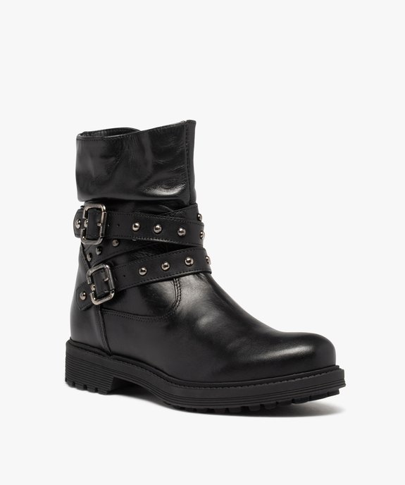 Boots femme style rock dessus cuir et clous - Tanéo vue2 - TANEO - GEMO