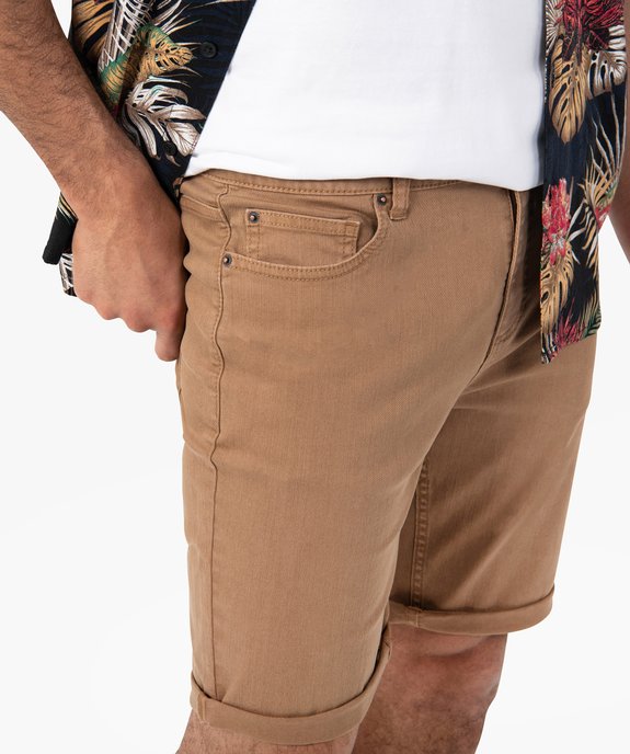 Bermuda homme en coton extensible aspect jean vue2 - GEMO (HOMME) - GEMO