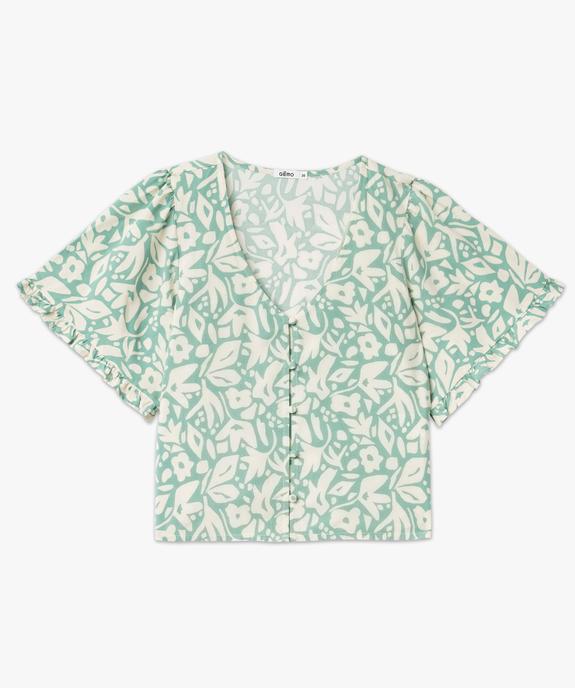 Blouse imprimée à manches courtes coupe courte femme vue4 - GEMO 4G FEMME - GEMO