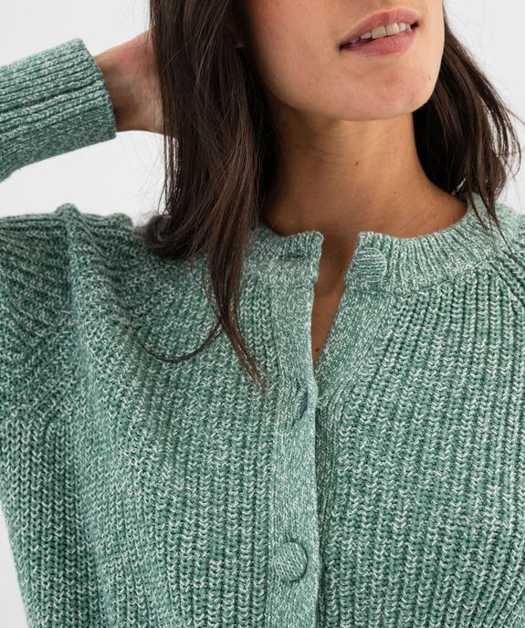 Gilet en maille chinée à col rond femme vue3 - GEMO(FEMME PAP) - GEMO