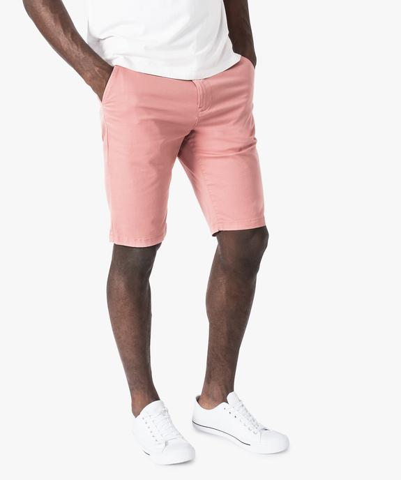 Bermuda homme en toile extensible 5 poches coupe chino vue1 - GEMO (HOMME) - GEMO