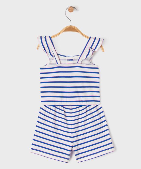 Combishort en coton avec bretelles à volants bébé fille  vue3 - GEMO 4G BEBE - GEMO
