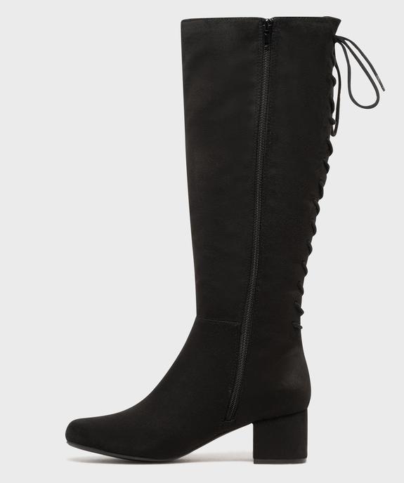 Bottes à talon en suédine avec laçage femme vue3 - VALENTINA BALDA - GEMO