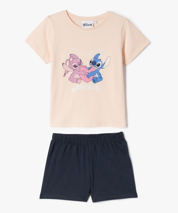 Pyjashort 2 pièces en coton imprimé fille - Stitch vue1 - LILO & STITCH - GEMO