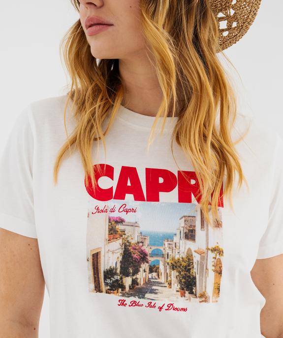 Tee-shirt manches courtes en jersey de coton imprimé femme vue2 - GEMO 4G FEMME - GEMO