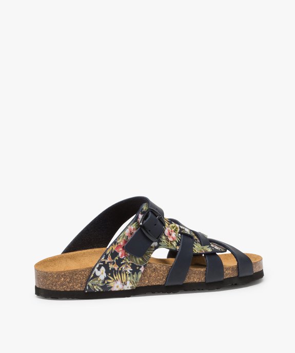 Sandales femme mules à larges brides unies et fleuries vue4 - GEMO (CASUAL) - GEMO