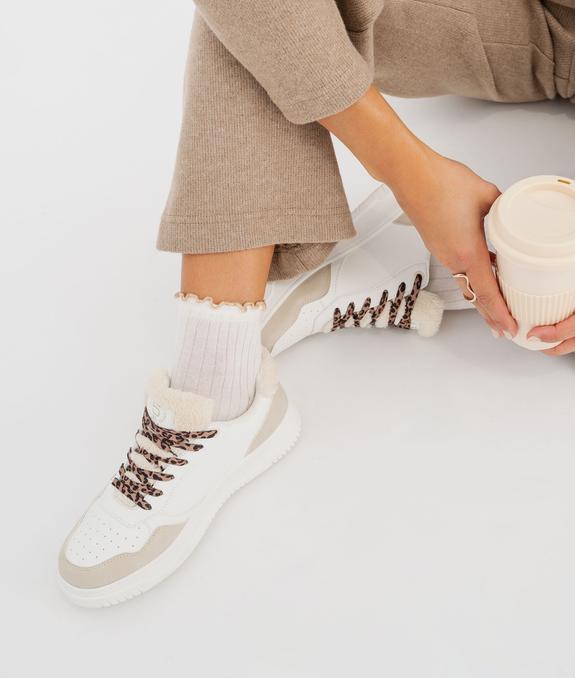 Baskets avec empiècements léopard et fausse fourrure femme - 5 Miles vue1 - 5 MILES - GEMO